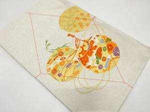 未使用品　鈴に花・古典柄織り出し　名古屋帯